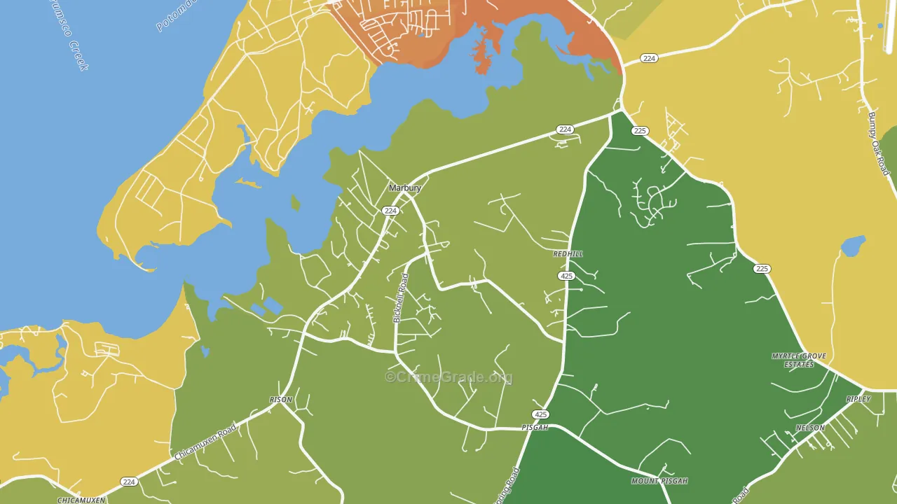 Marbury, MD Map of Theft Rates
