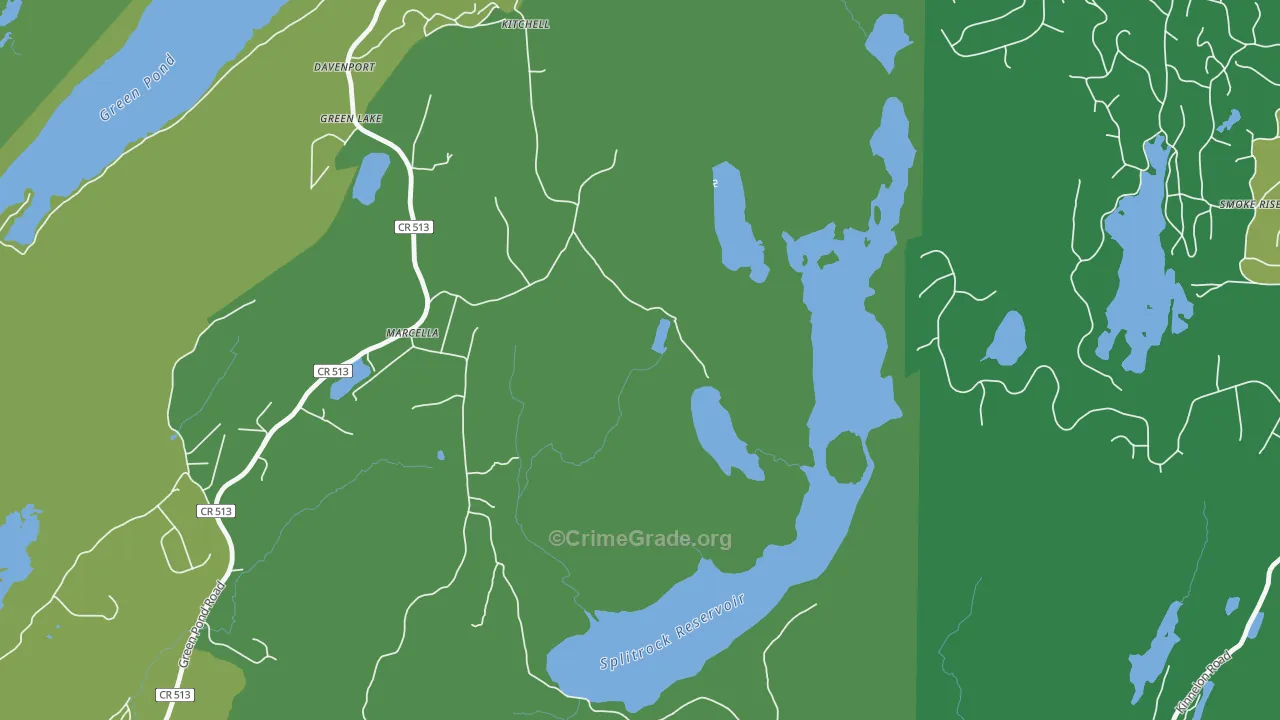 Marcella, NJ Map of Theft Rates
