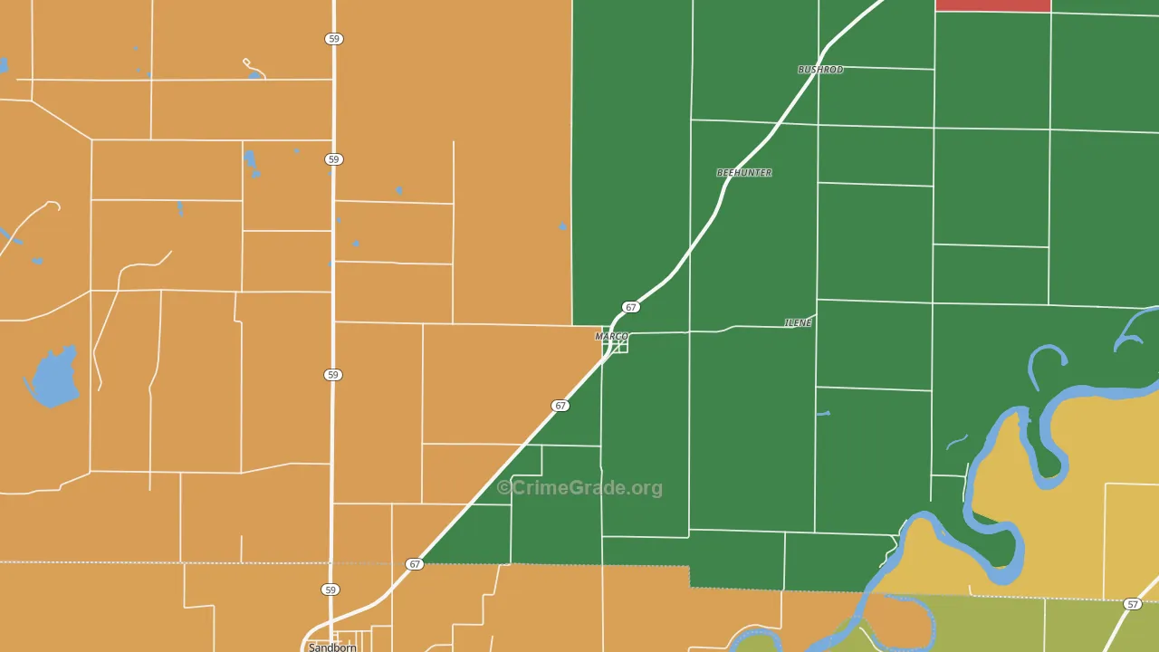 Marco, IN Map of Theft Rates