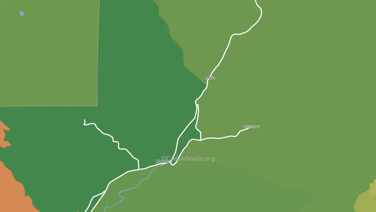 Marcola, OR Map of Theft Rates