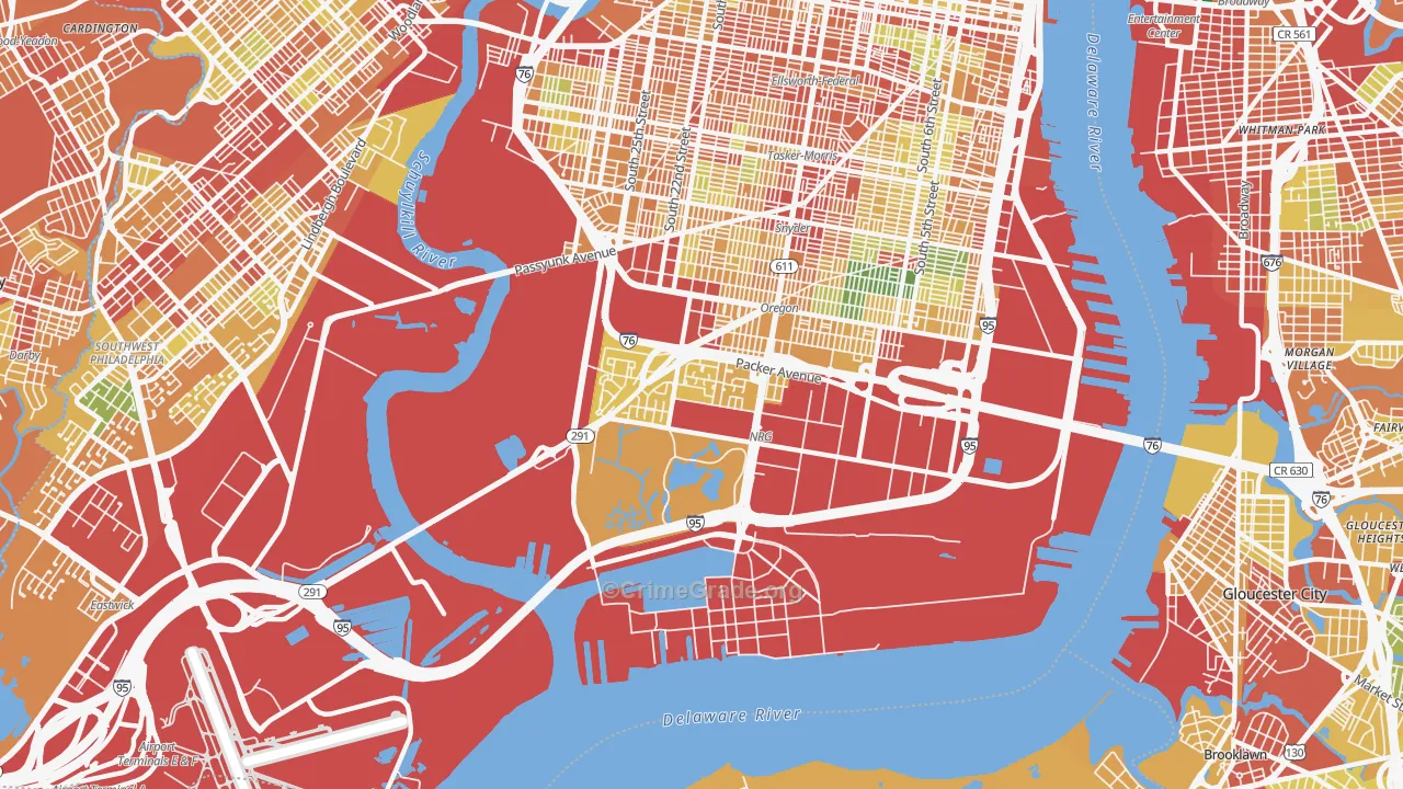 Marconi Plaza-Packer Park, Philadelphia, PA Map of Theft Rates