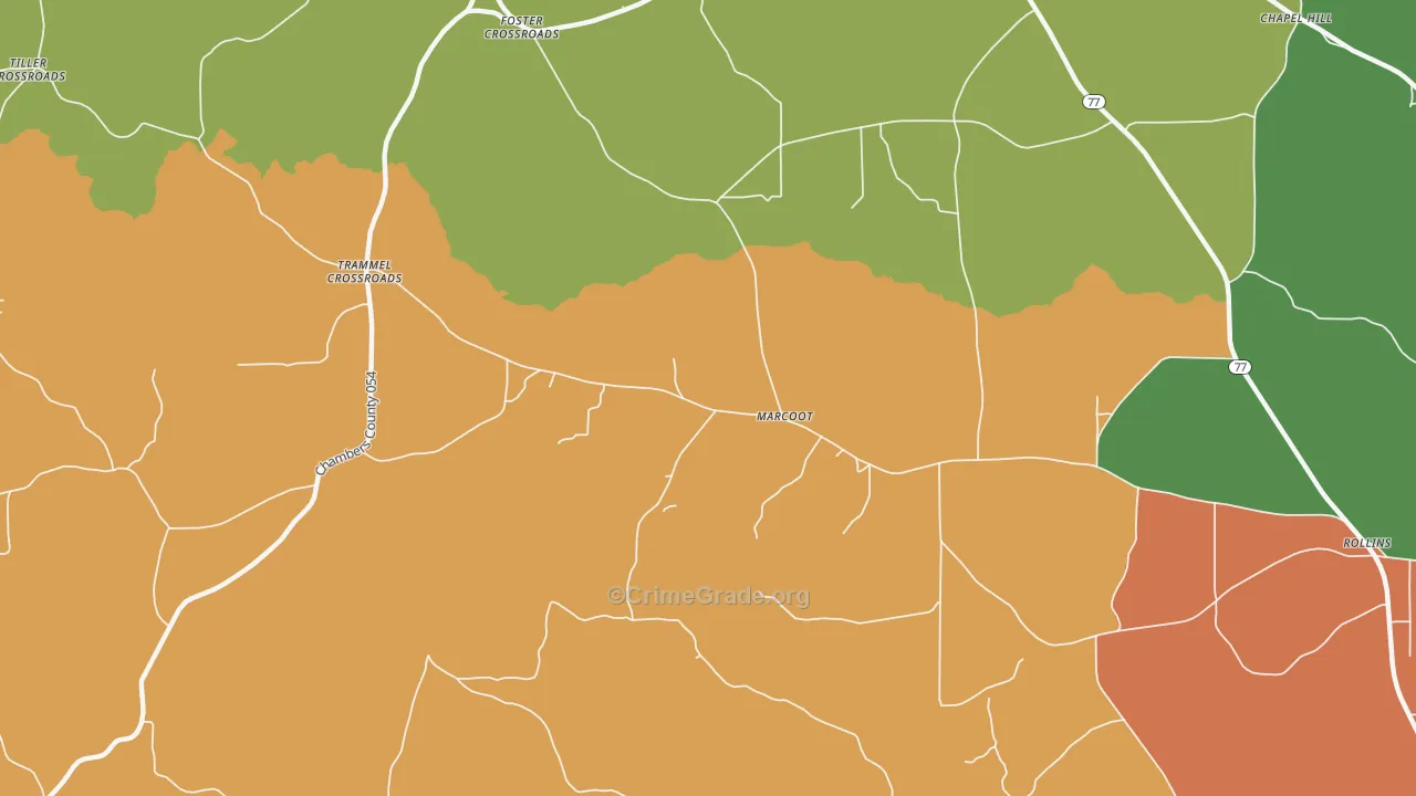 Marcoot, AL Map of Theft Rates