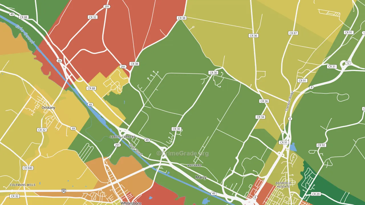 Marcy, NY Map of Theft Rates