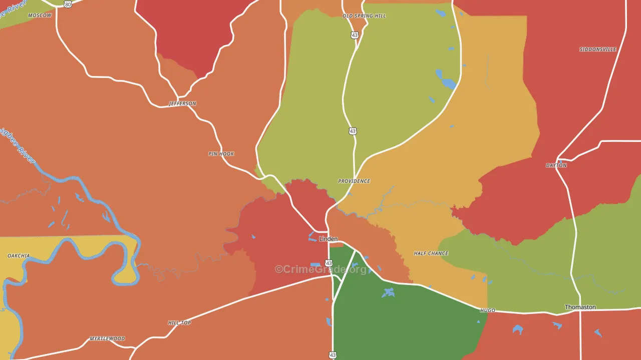 Marengo County, AL Map of Theft Rates