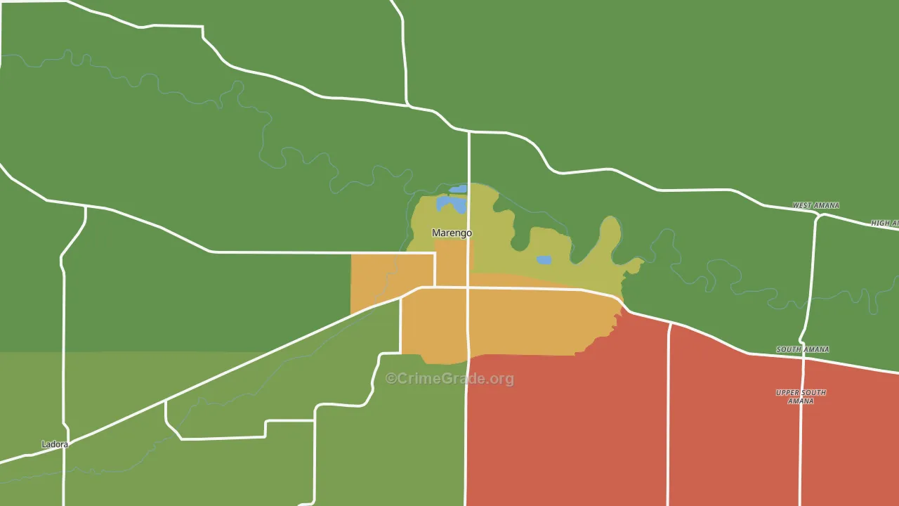 Marengo, IA Map of Theft Rates