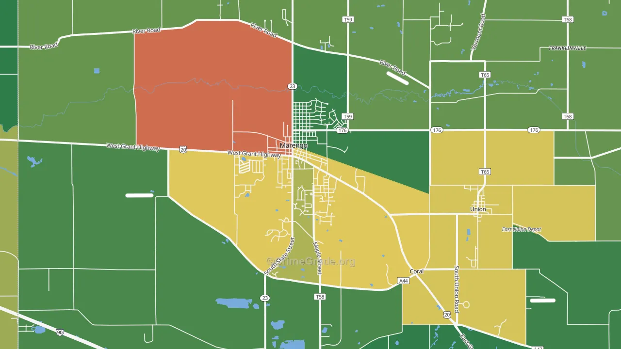 Marengo, IL Map of Theft Rates