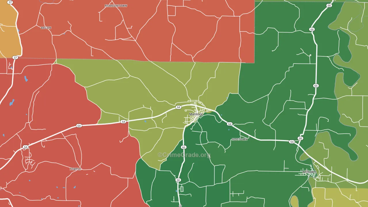 Marengo, IN Map of Theft Rates