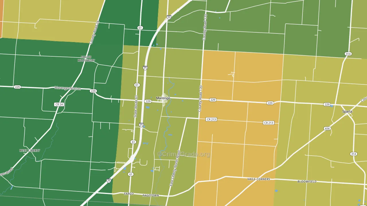 Marengo, OH Map of Theft Rates