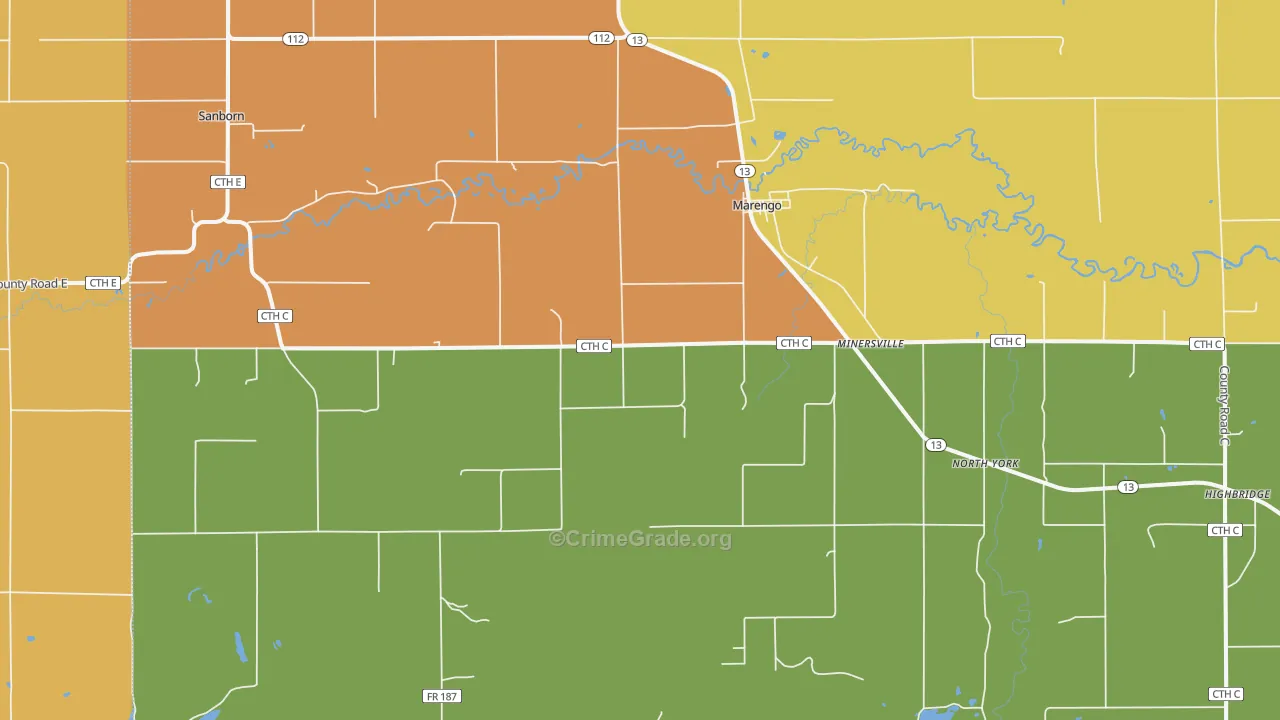 Marengo, WI Map of Theft Rates