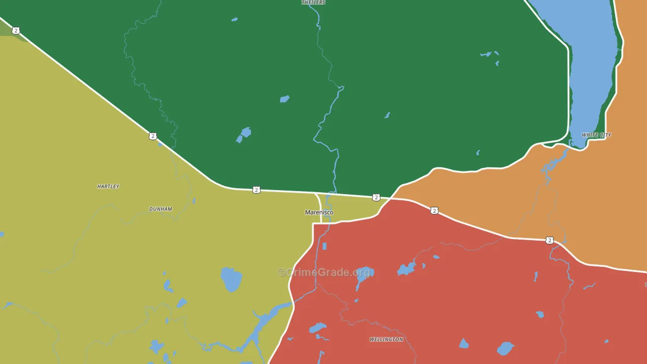 Marenisco, MI Map of Theft Rates