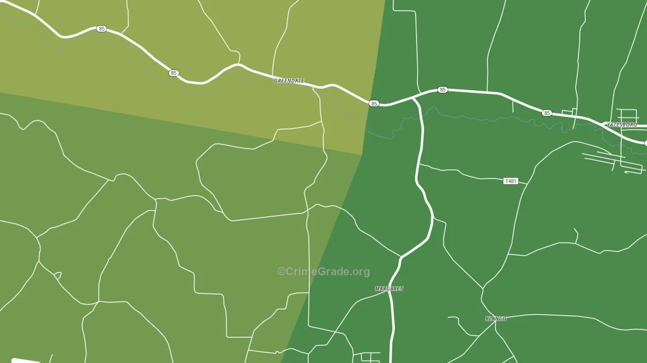 Margaret, PA Map of Theft Rates