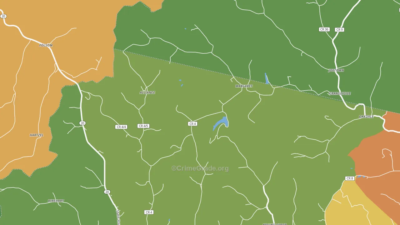 Margaret, WV Map of Theft Rates
