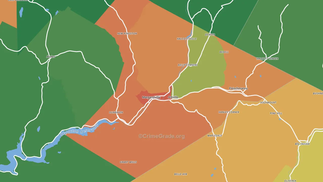 Margaretville, NY Map of Theft Rates