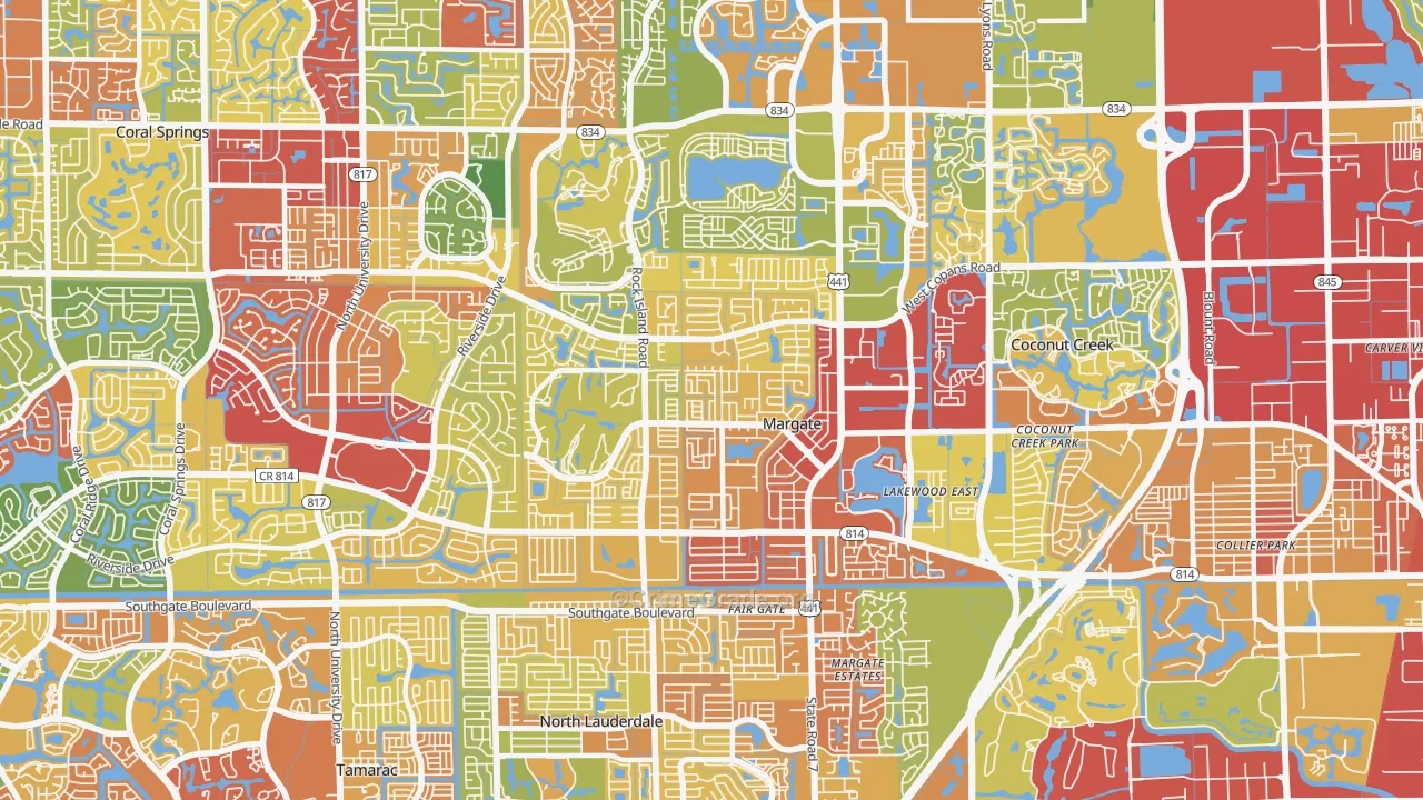 Margate, FL Map of Theft Rates