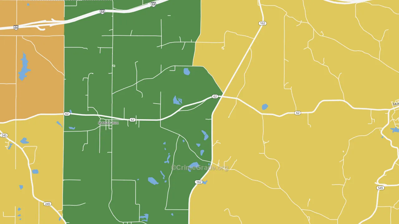 Mariah Hill, IN Map of Theft Rates