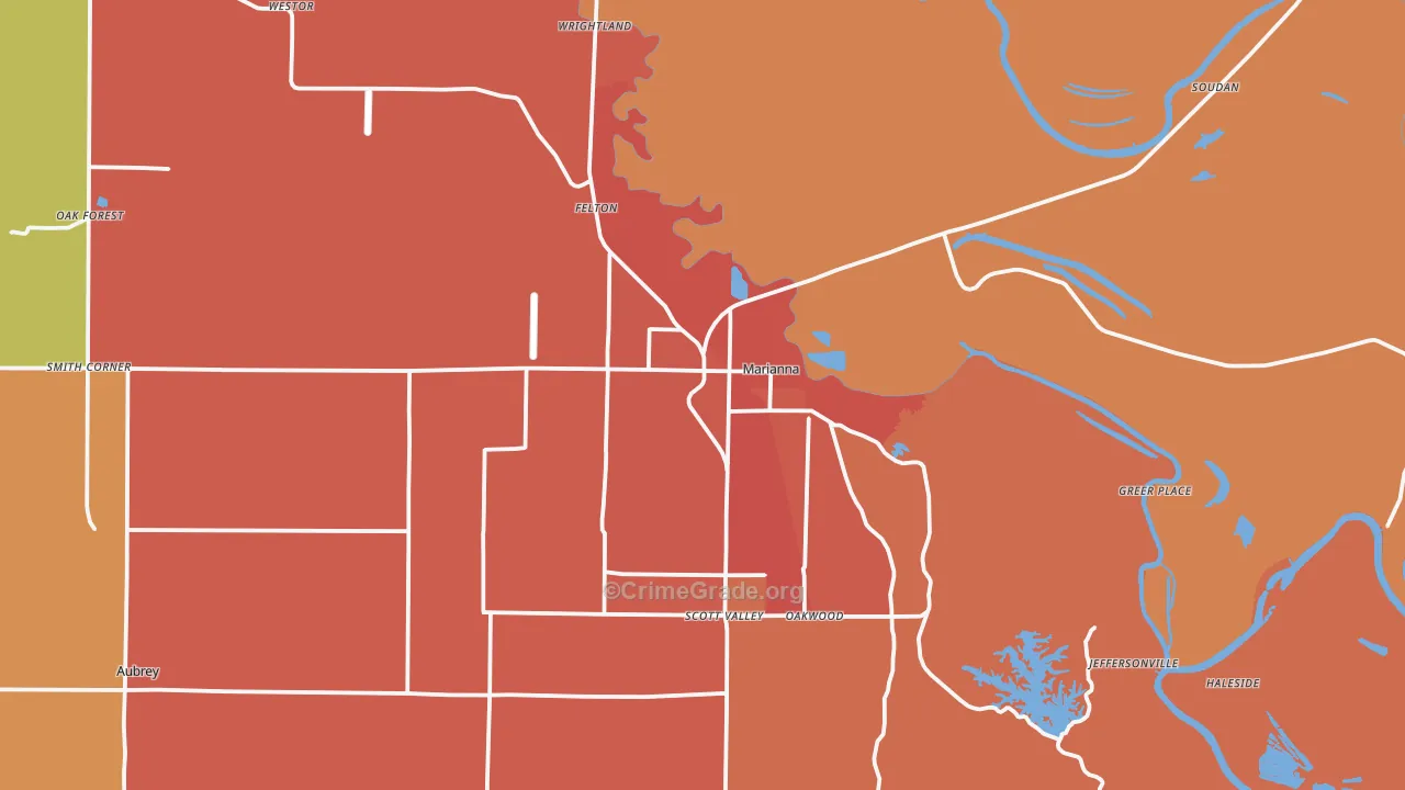 Marianna, AR Map of Theft Rates