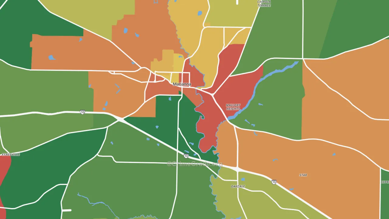 Marianna, FL Map of Theft Rates