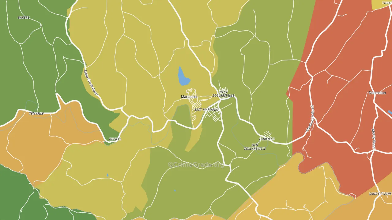 Marianna, PA Map of Theft Rates