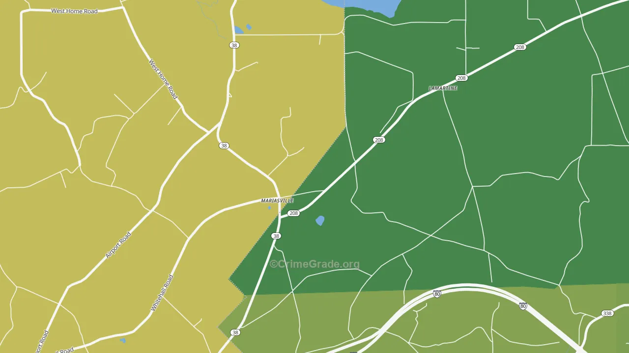 Mariasville, PA Map of Theft Rates