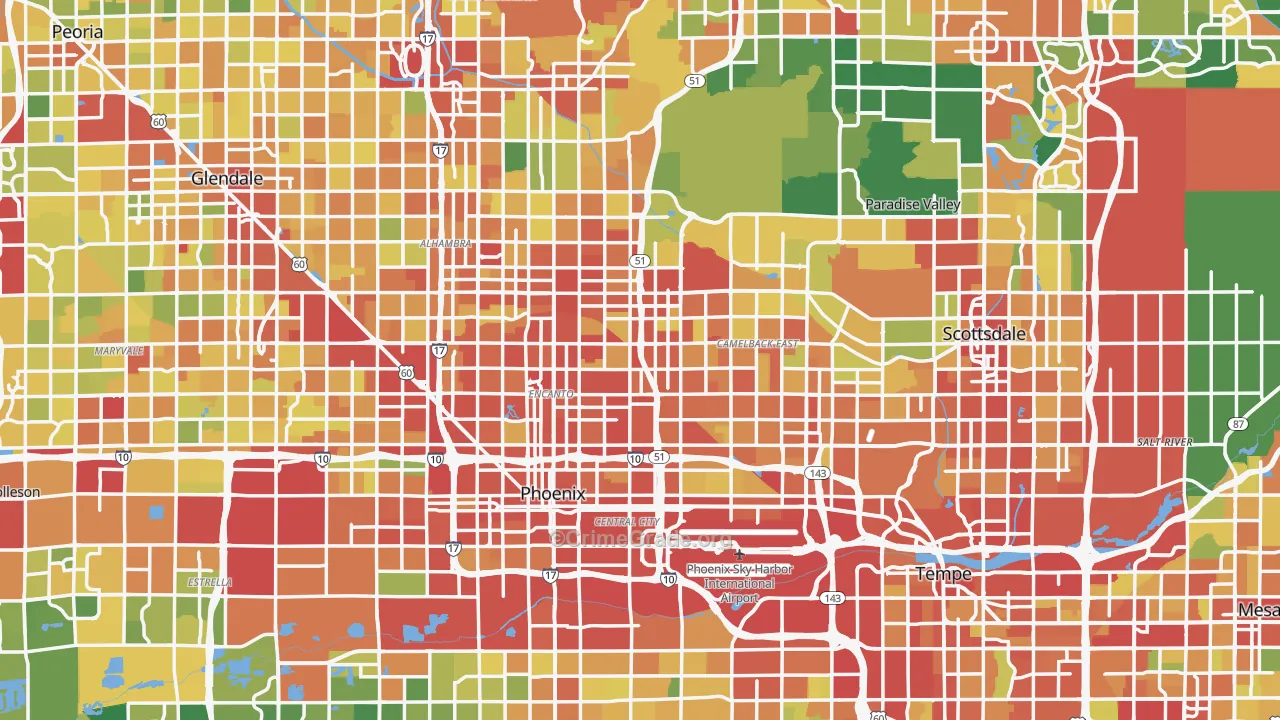 Maricopa County, AZ Map of Theft Rates