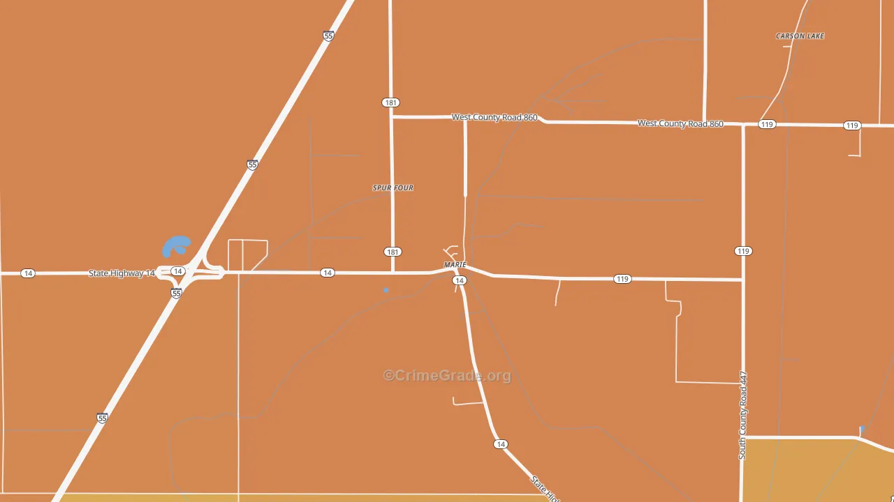 Marie, AR Map of Theft Rates