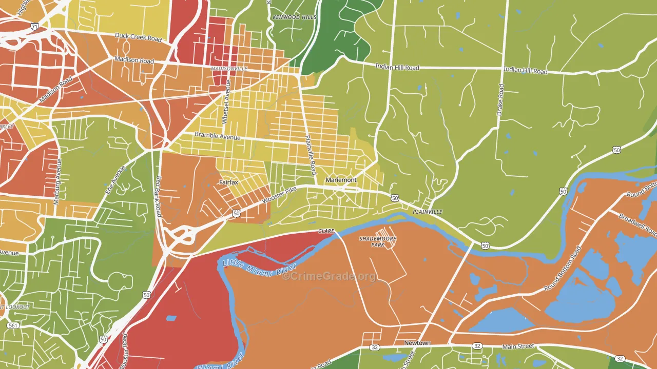 Mariemont, OH Map of Theft Rates