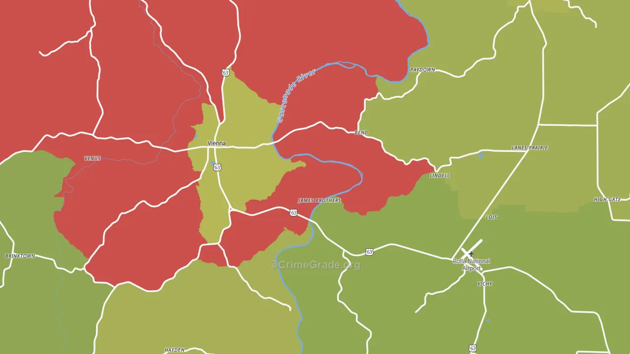 Maries County, MO Map of Theft Rates