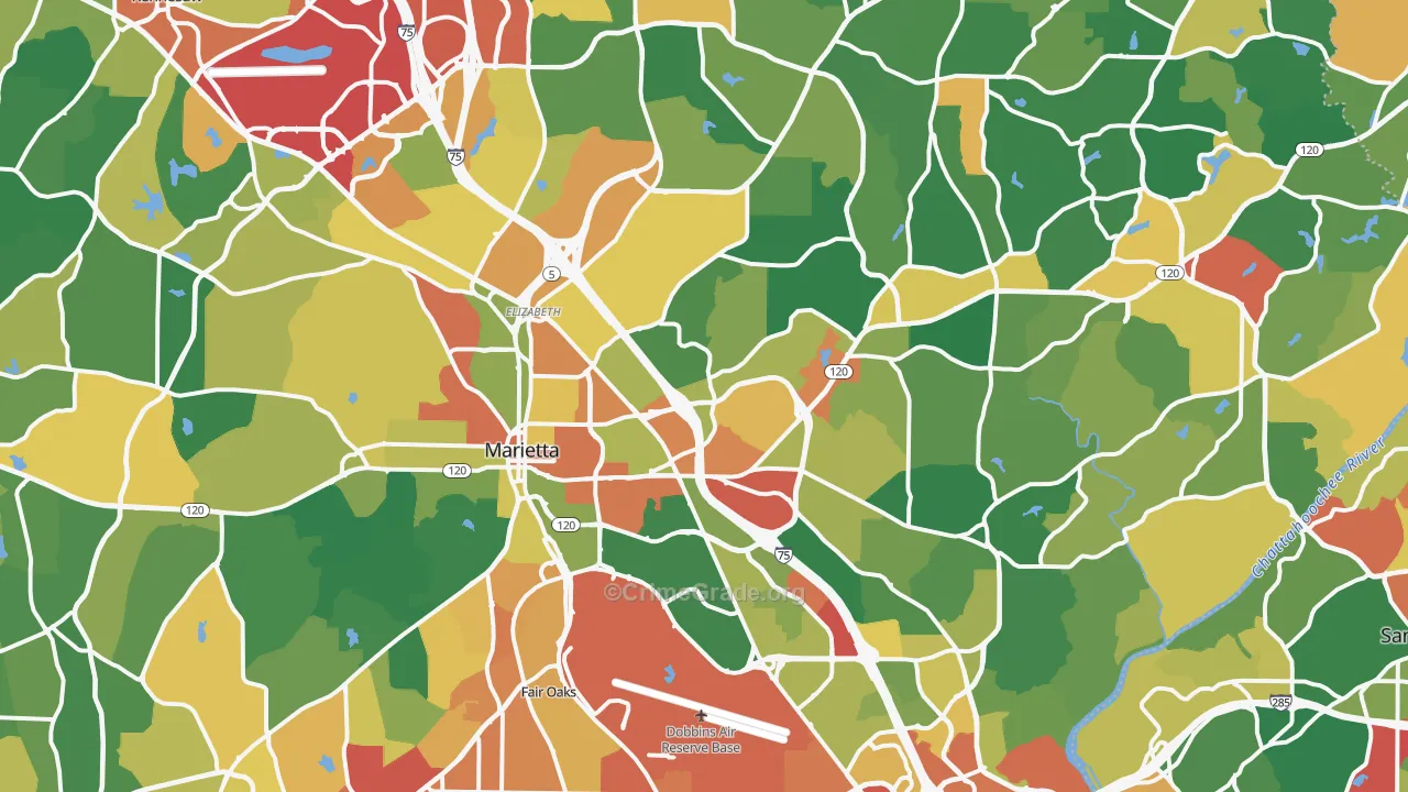 Marietta, GA Map of Theft Rates
