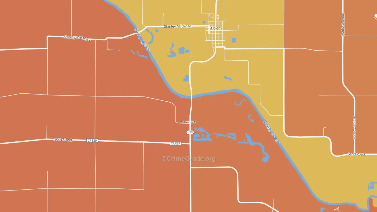 Marietta, IA Map of Theft Rates