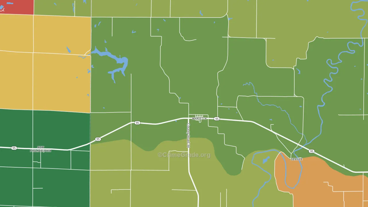 Marietta, IL Map of Theft Rates