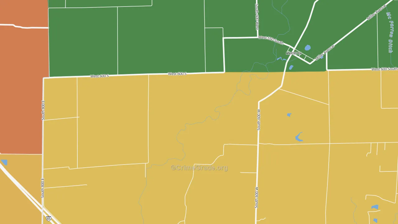 Marietta, IN Map of Theft Rates