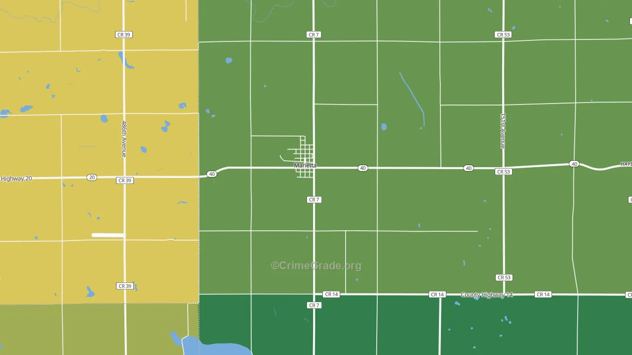 Marietta, MN Map of Theft Rates