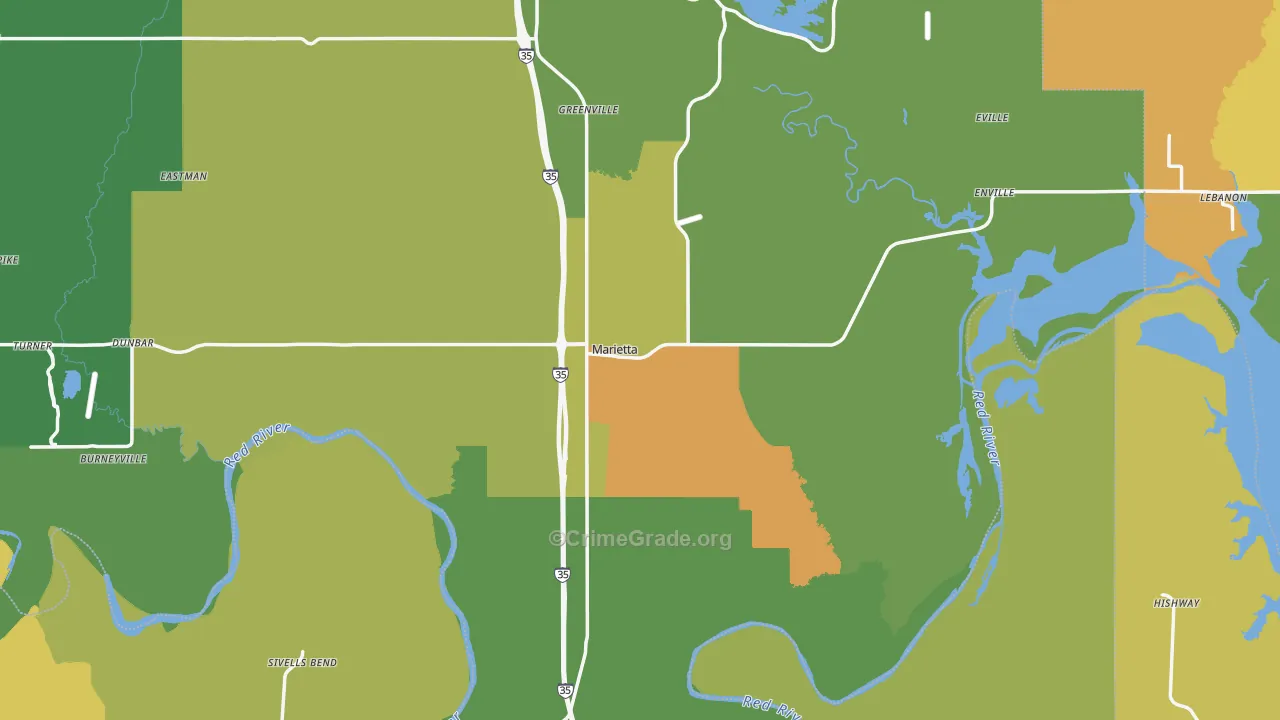 Marietta, OK Map of Theft Rates