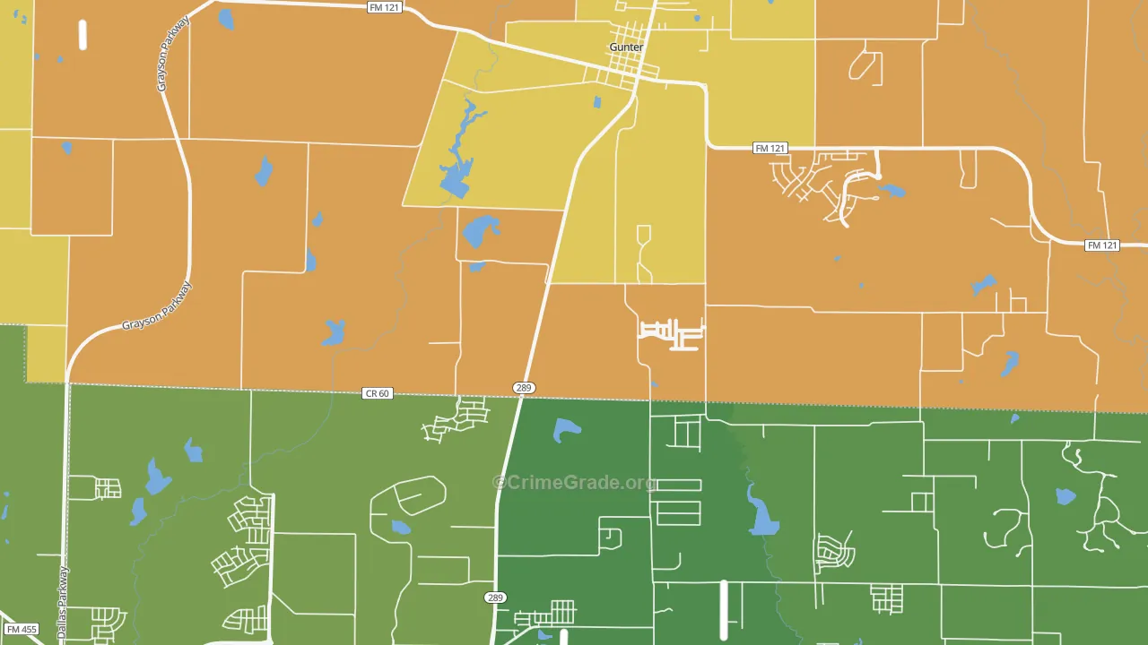 Marilee, TX Map of Theft Rates