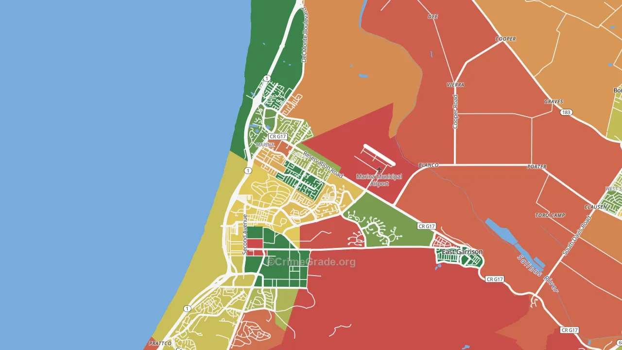 Marina, CA Map of Theft Rates