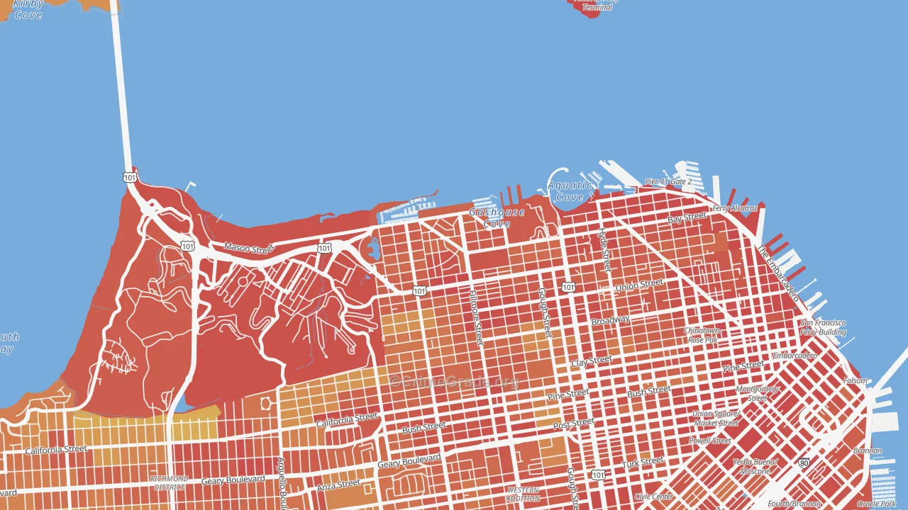 Marina-San Francisco, San Francisco, CA Map of Theft Rates