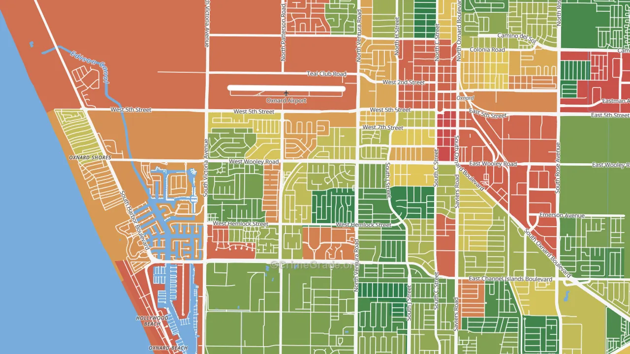 Marina West, Oxnard, CA Map of Theft Rates