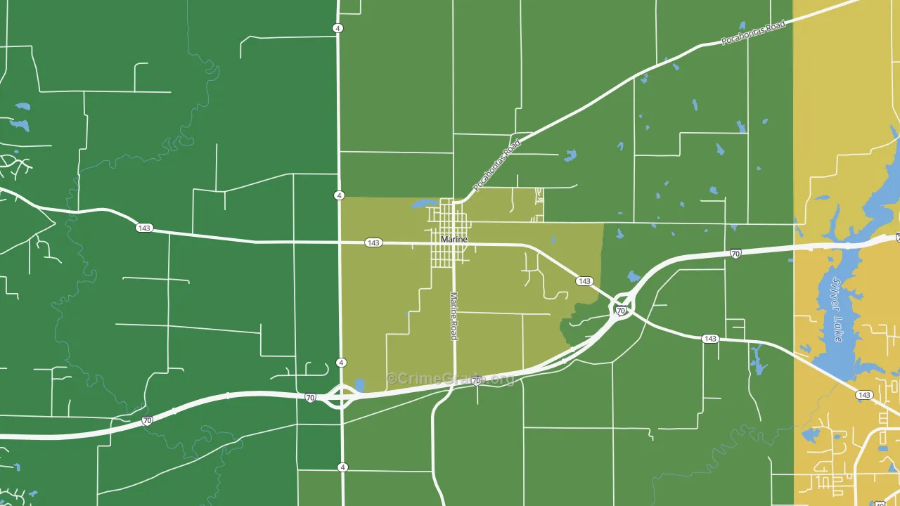 Marine, IL Map of Theft Rates