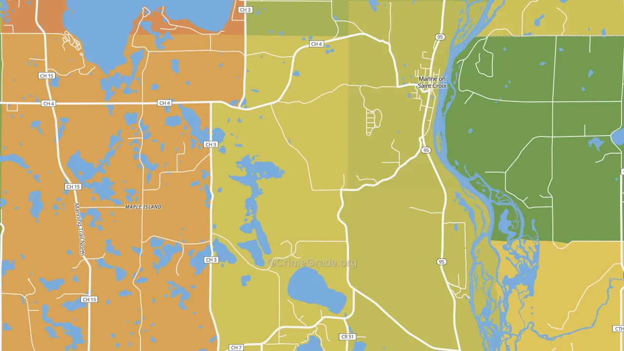 Marine On St. Croix, MN Map of Theft Rates