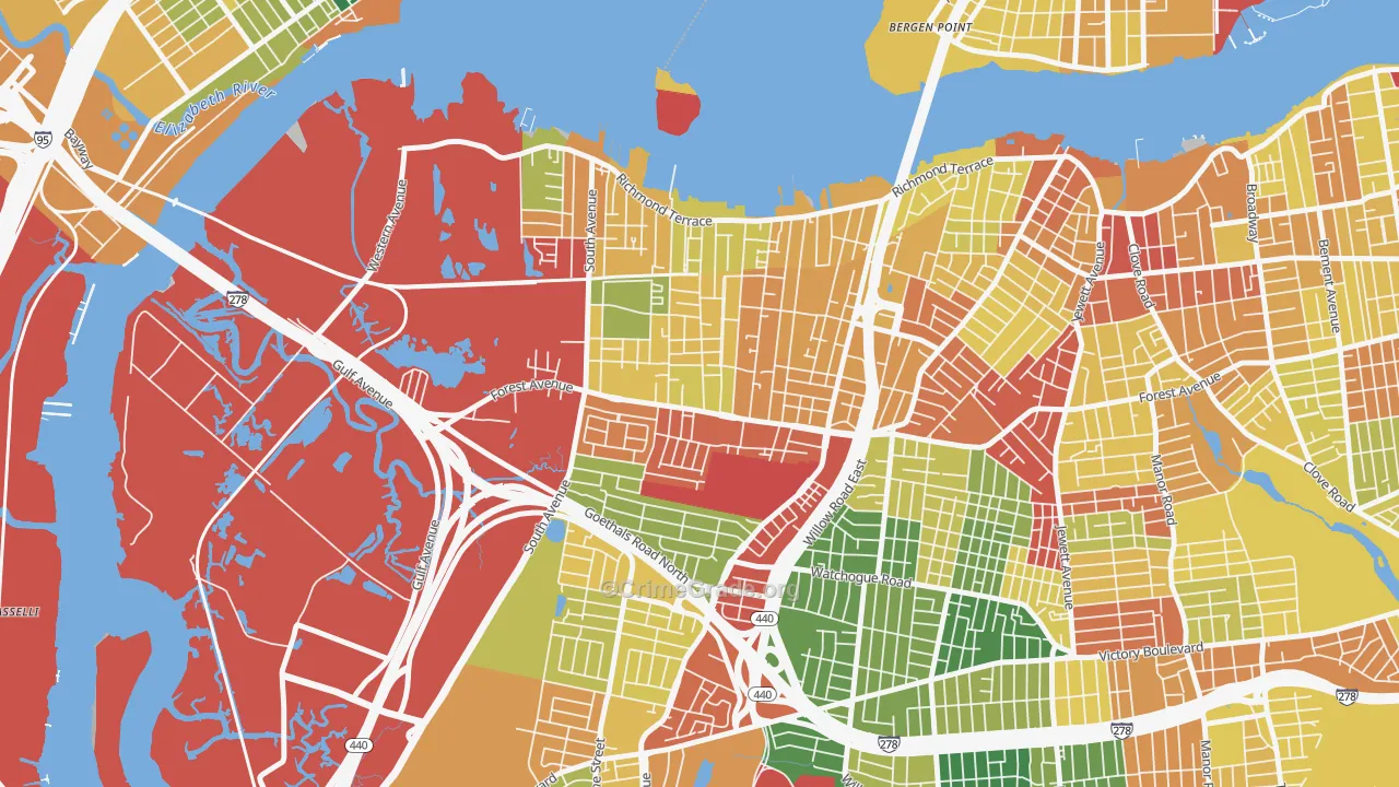 Mariners Harbor, Staten Island, NY Map of Theft Rates