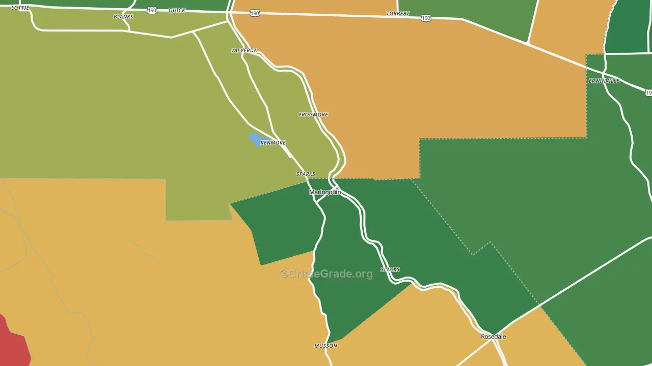 Maringouin, LA Map of Theft Rates