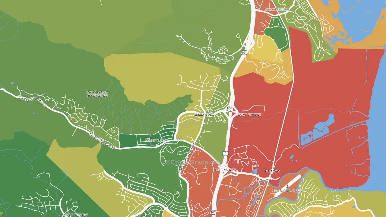 Marinwood, San Rafael, CA Map of Theft Rates