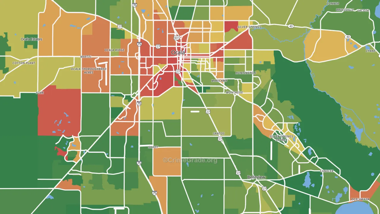 Marion County, FL Map of Theft Rates