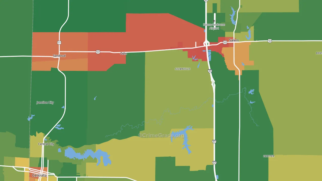 Marion County, IL Map of Theft Rates