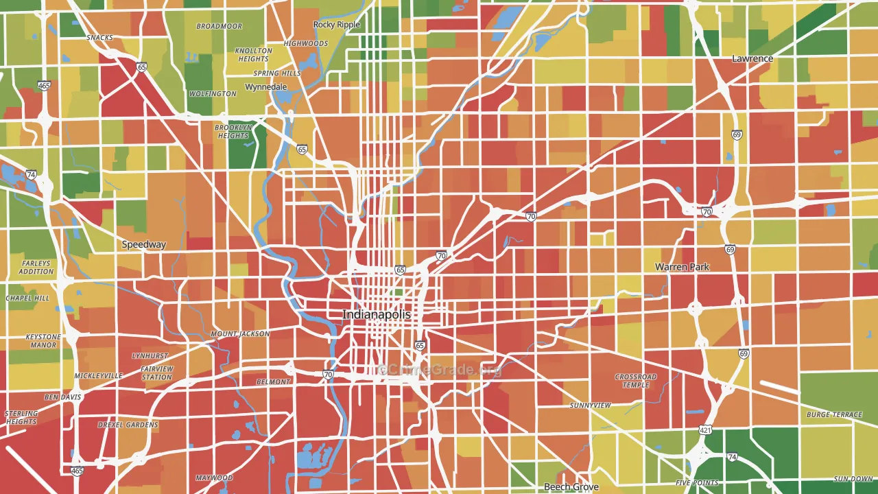Marion County, IN Map of Theft Rates