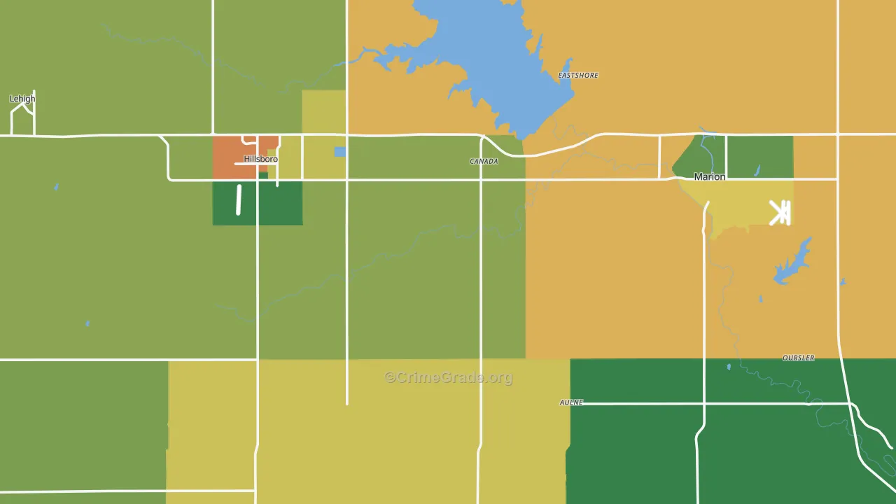Marion County, KS Map of Theft Rates