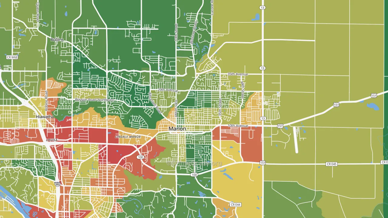 Marion, IA Map of Theft Rates