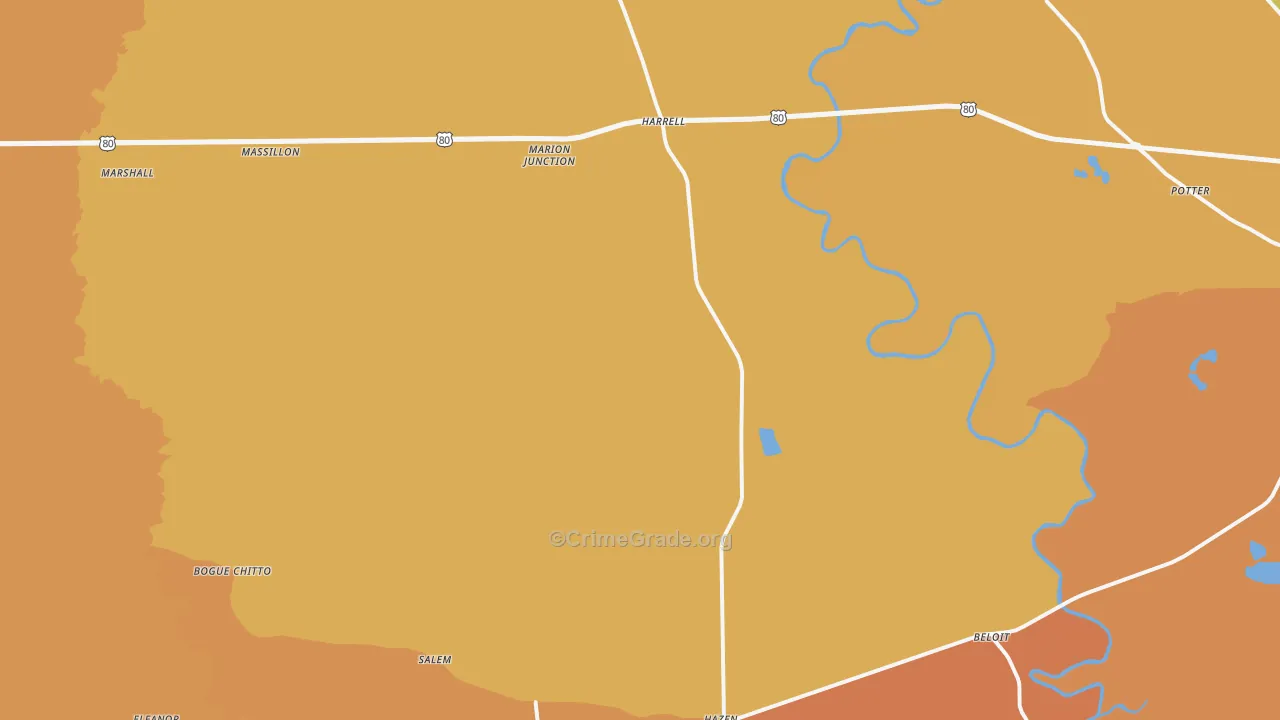Marion Junction, AL Map of Theft Rates