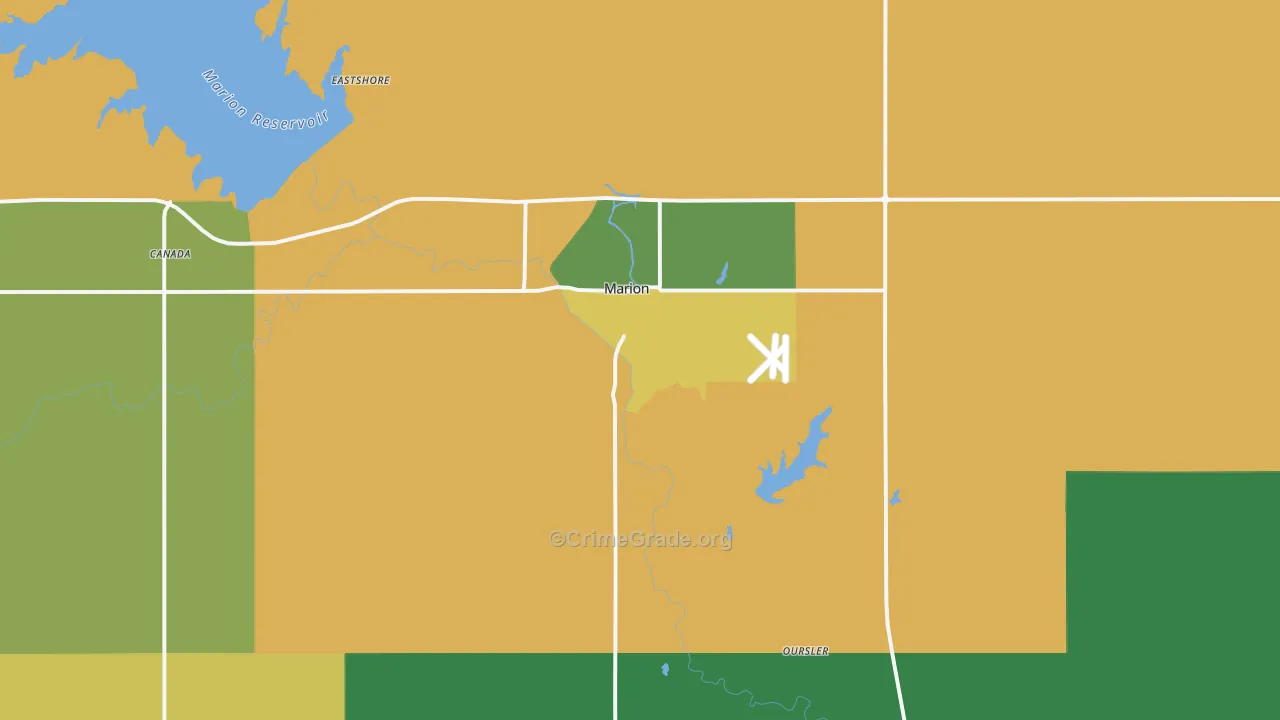 Marion, KS Map of Theft Rates