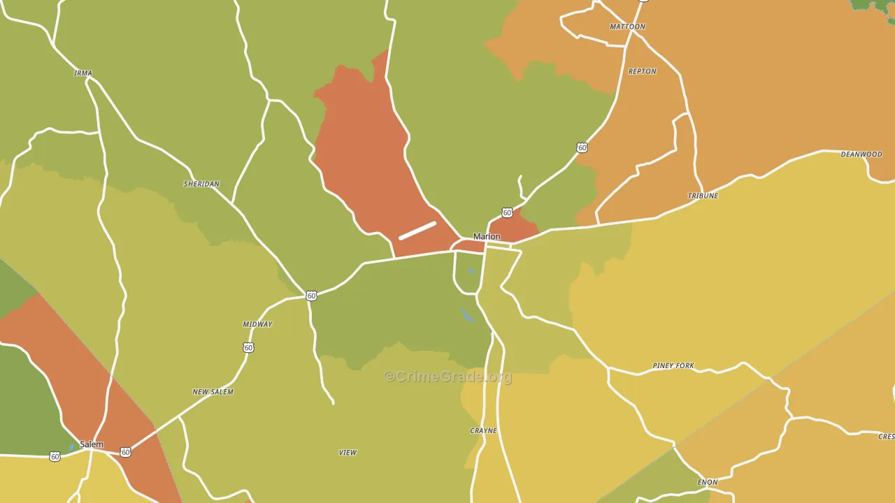 Marion, KY Map of Theft Rates